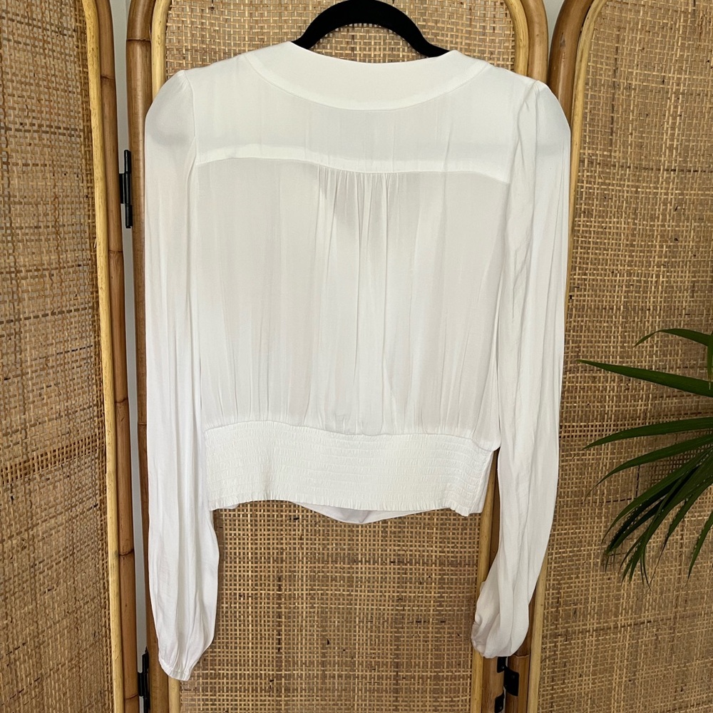Rachel Roy White Cropped Wrap Blouse - Picture 2 of 7